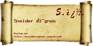 Sneider Ágnes névjegykártya