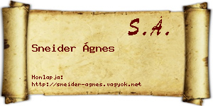 Sneider Ágnes névjegykártya